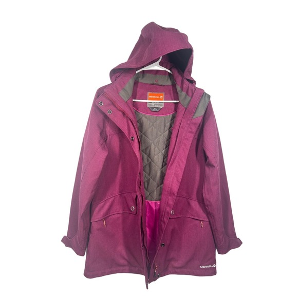 Merrell Womens Waterproof Hooded Rain Jacket Purple Opti Shell Opti‎ Warm - Picture 4 of 9